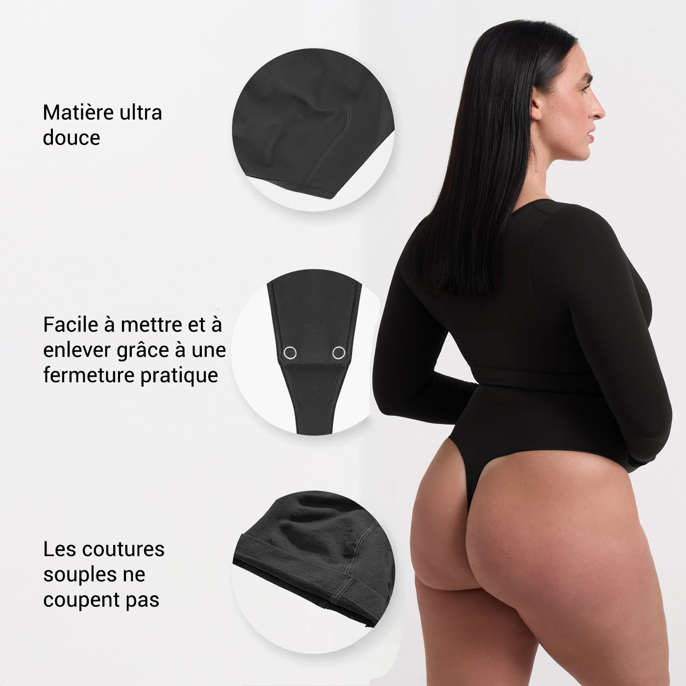 Body sculptant à manches longues avec string