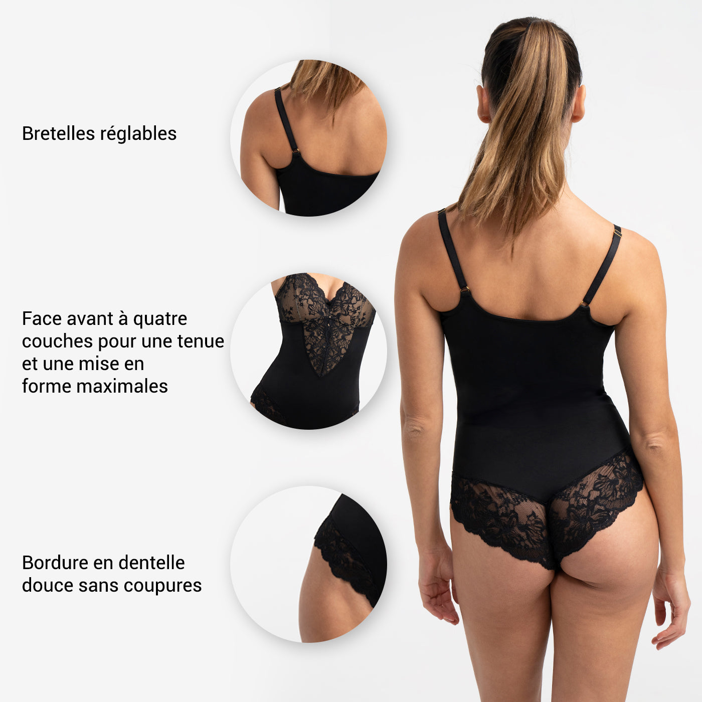Body gainant en dentelle sculptante avec slip