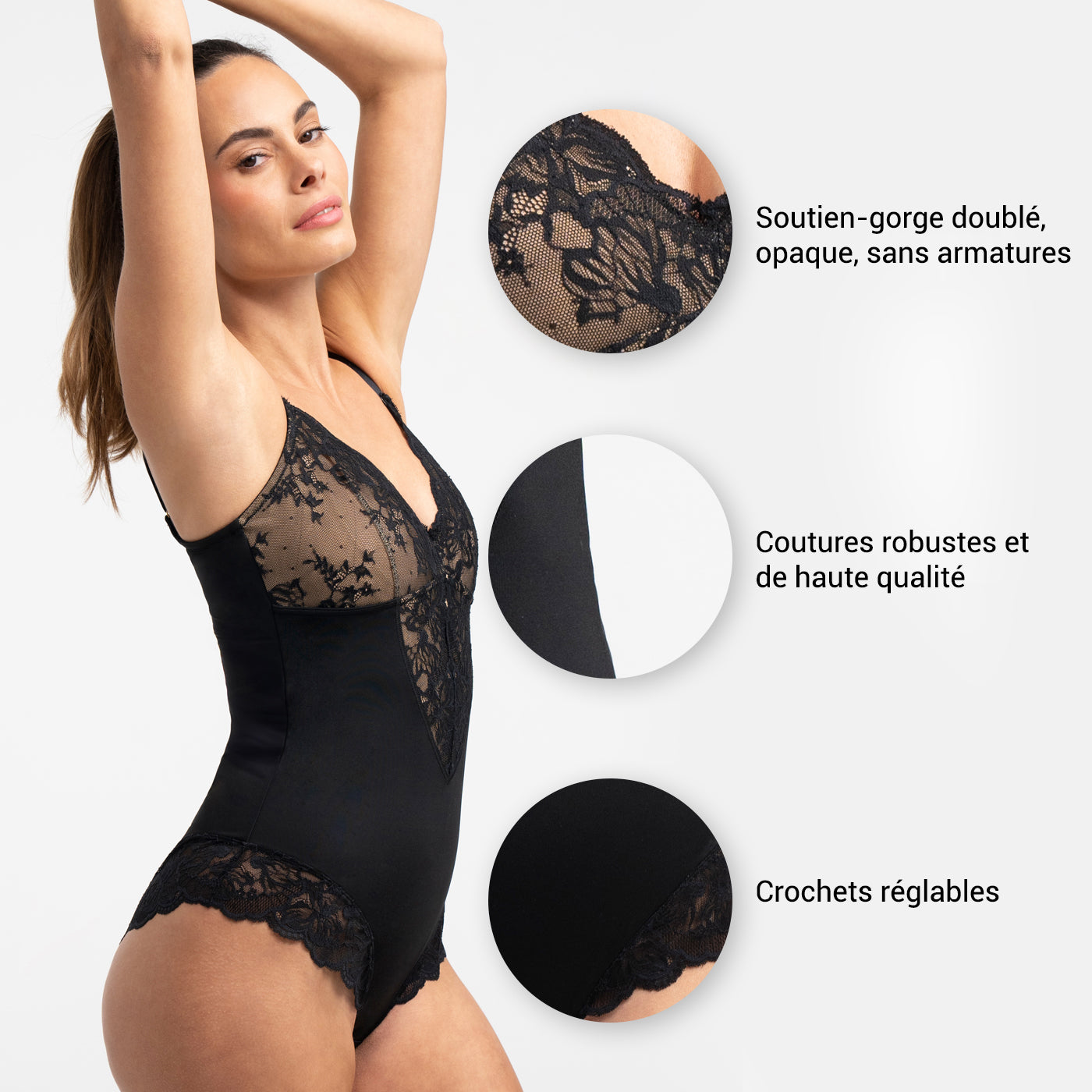 Body gainant en dentelle sculptante avec slip