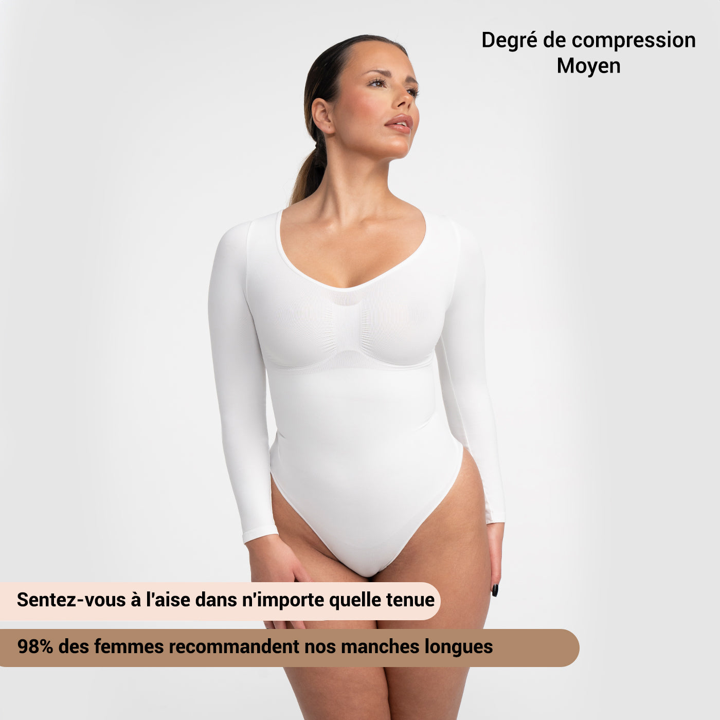 Body sculptant à manches longues avec string